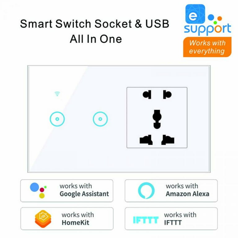 EU Smart Socket Wifi Plug Wireless Outlet Timer Light Switch for Alexa  Google