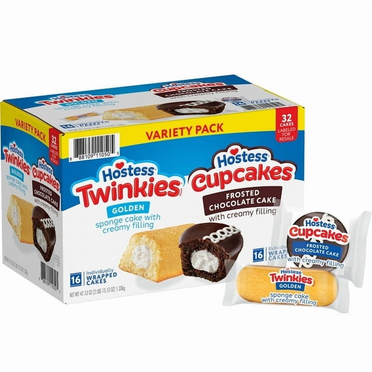 Hostess Snack Variety Pack – Donettes & Twinkies (32 ct each)-2pk, With Olive White Bowl By OMA