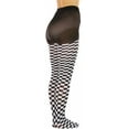 thumbnail image 6 of ToBeInStyle Women's Harlequin Checkered Diamond Pattern Opaque Tights - Black/White, 6 of 7