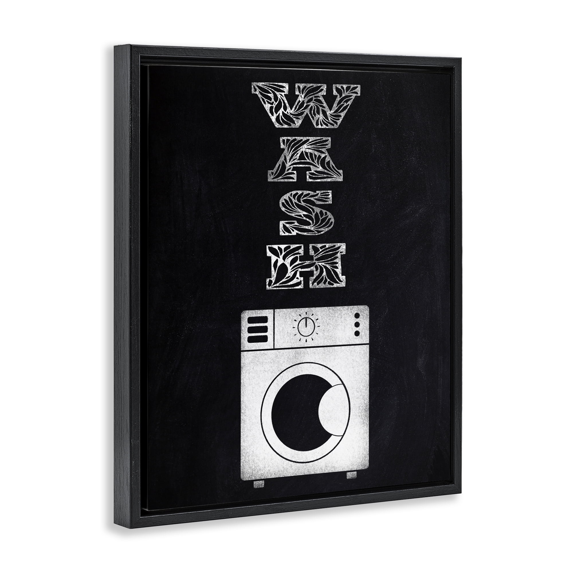 Laundry Wash Ornate Letters Black Framed Floater Canvas Wall Art, design by Marcus Prime
