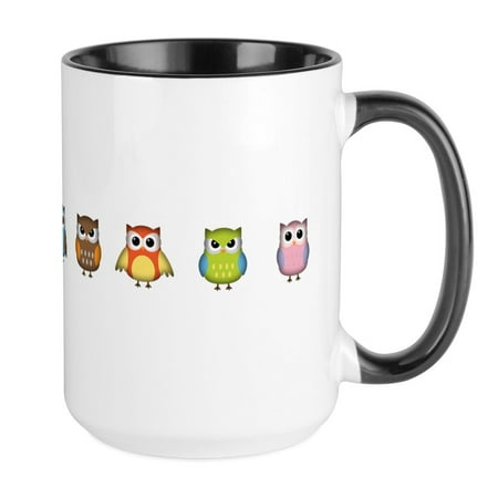 

CafePress - Cute And Colorful Owls Large Mug - 15 oz Ceramic Large Mug