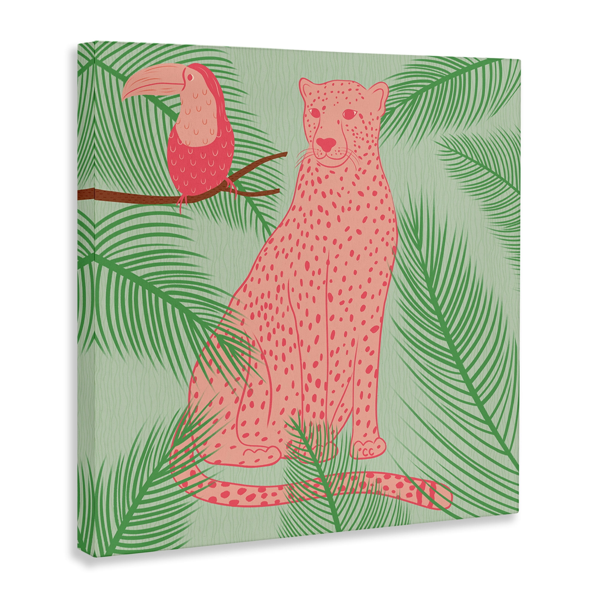 Stupell Industries Cheetah & Toucan Pastels Animals Painting Wrapped Canvas Art Print Wall Art, 17 x 17
