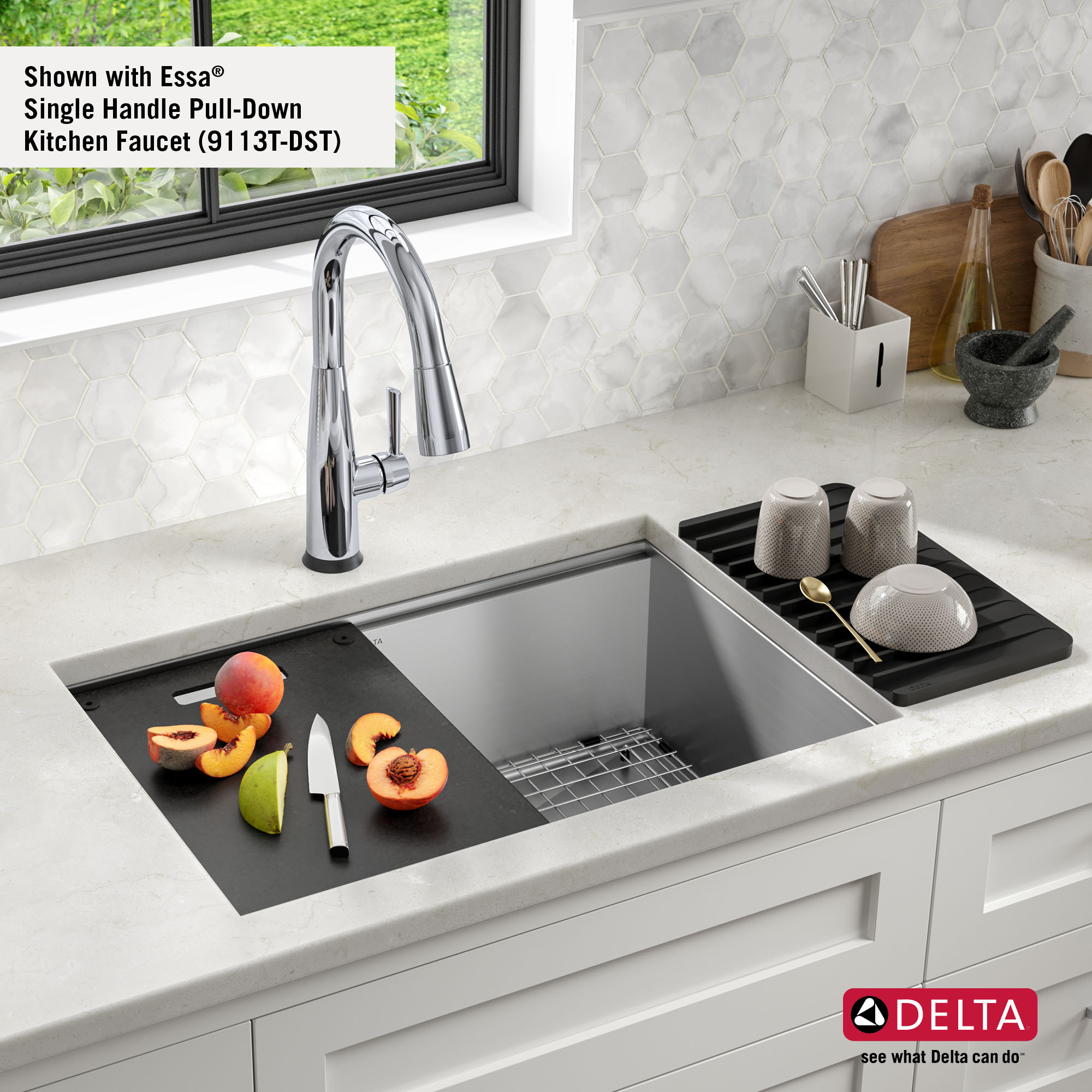 DELTA Rivet 27 Workstation Kitchen Sink Undermount16 GaugeStainless Steel  Single Bowl withWorkFlow Ledge and Accessories