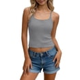 thumbnail image 2 of YMNXA Women's Tank Top Sleeveless Spaghetti Strap Square Neck Solid Color Built In Bra Comfortable Breathable Basic Camisoles For Daily Wear,Grey,One Size, 2 of 6