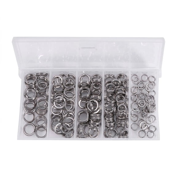 Fishing Split Rings,200PCS 5Sizes Heavy Duty Stainless Steel Split Rings Solid Lures Connectors Fishing Tackle, Fishing Tackle Ring