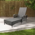 thumbnail image 4 of Gymax 2 PCS Outdoor Chaise Lounge Chair Patio Recliner w/ 6-Level Backrest Cushion Mix Gray, 4 of 10