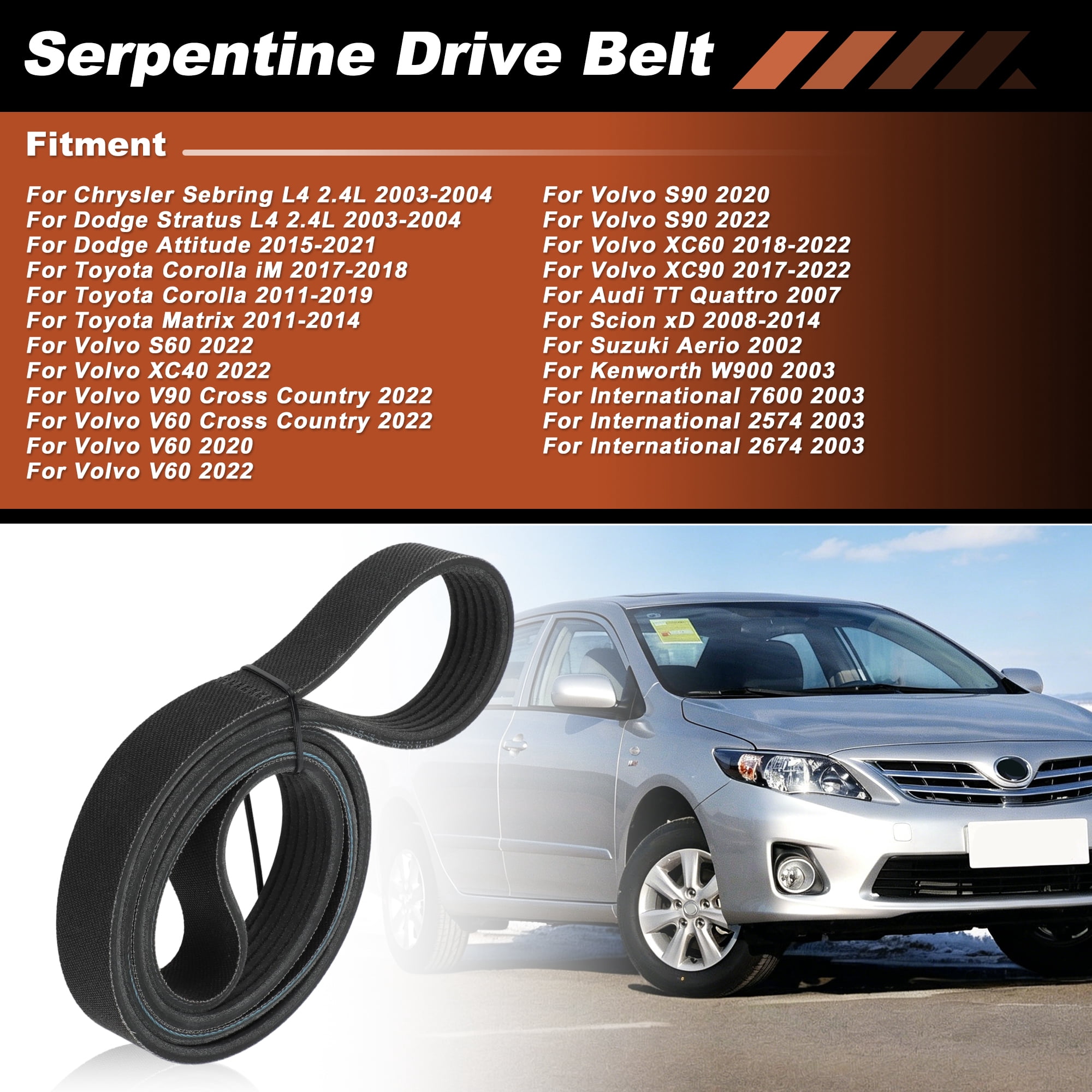 Unique Bargains 1060485 6PK1232 Serpentine Drive Belt for Toyota Corolla Matrix