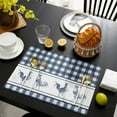 thumbnail image 4 of Cotton Linen Placemat Rectangle Placemats Set of 6, Farmhouse Rooster Blue Buffalo Plaid Non-Slip Table Mats for Dining Table,12x18 Inch Heat Insulation Place Mats for Kitchen, 4 of 6