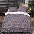thumbnail image 3 of LAICAIW Boho Mandala Pattern Quilt Cover Set, 3-Piece, Lightweight, Purple, Queen, 3 of 7