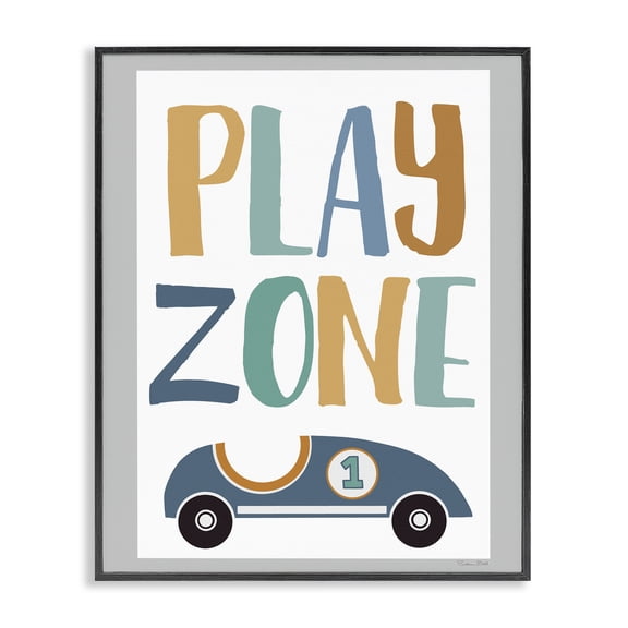 Stupell Industries Modern Play Zone Racecar Black Framed Giclee Art, 11 x 14, by Susan Ball