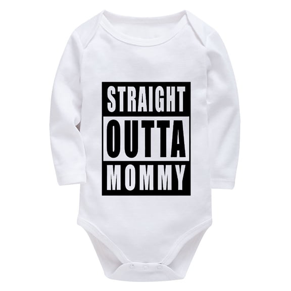 Straight Outta Mommy Cute Joke Newborn Girls Clothes Long Sleeve Baby Girl Newborn Coming Home Outfit White Baby Boy Suits 0