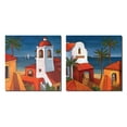 thumbnail image 1 of Antigua I Beautiful Colorful Oceanside Village Villas; Two 12x12 Poster Prints. Blue/Orange/White, 1 of 1