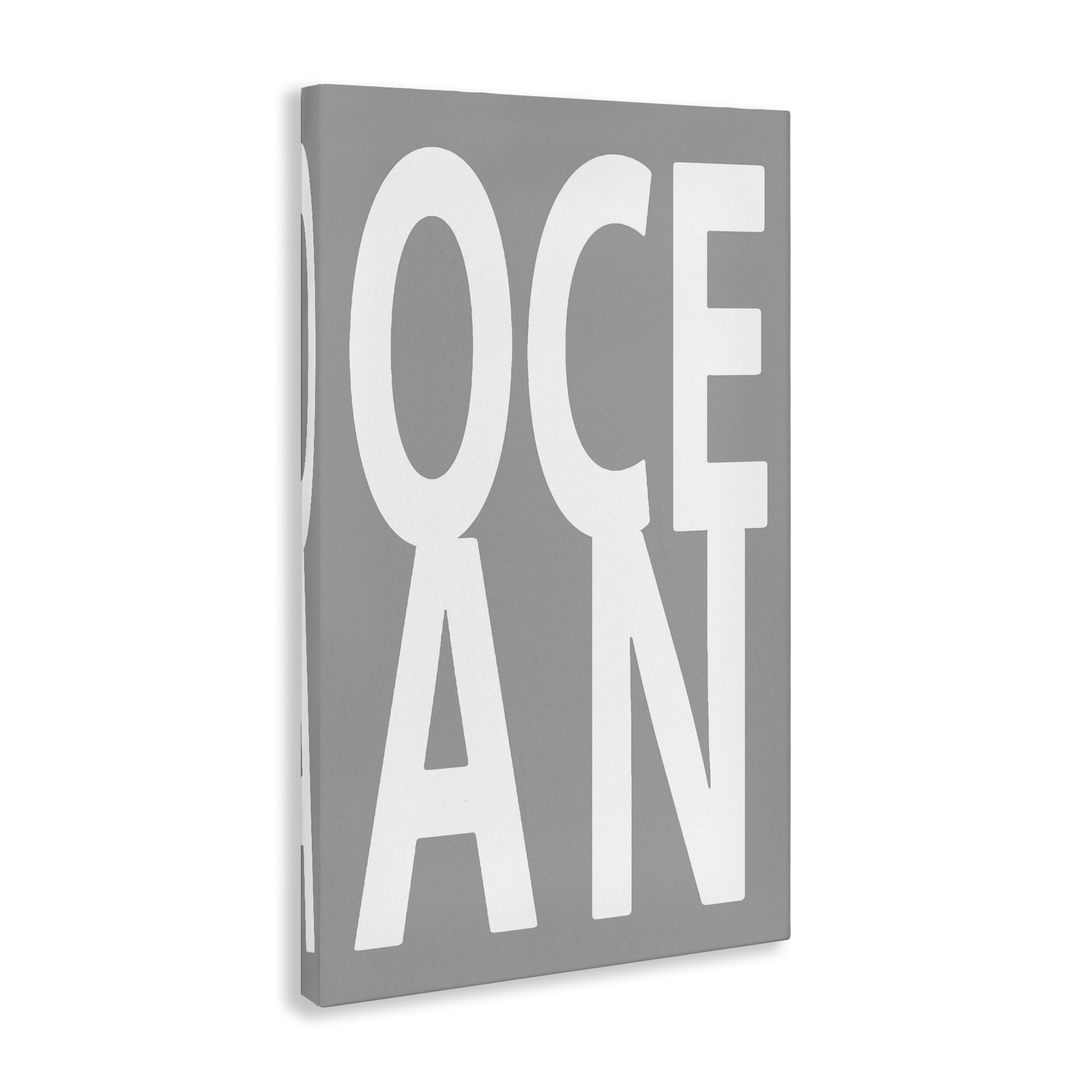 Stupell Industries Ocean Word on Grey Typography Painting Gallery Wrapped Canvas Art Print Wall Art, 30 x 45