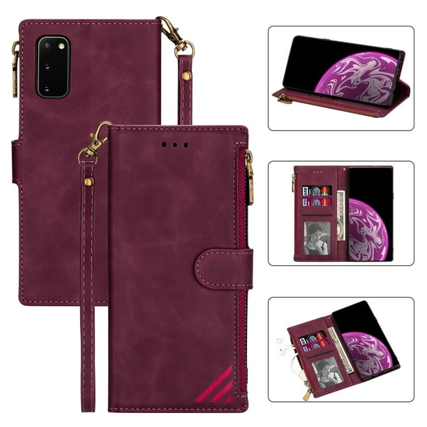 Samsung Galaxy S20 Fe Case Dteck Zipper Purse Pu Leather Folio Magnetic Wallet Credit Card Slot 2664
