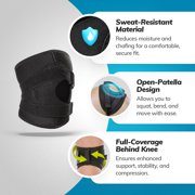 BraceAbility Patellar Tracking Knee Brace, Adjustable, Black, L