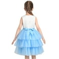 thumbnail image 5 of Girls Dress Blue Butterfly Sequin Multilayer Belt Ruffle Sleeveless Tulle 7 Years, 5 of 7