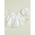 thumbnail image 3 of Jxzom Newborn Baby Girl Christening Dress White Baptism Lace Long Sleeve Fall Wedding Dresses with Bonnet Hat Outfit, 3 of 10