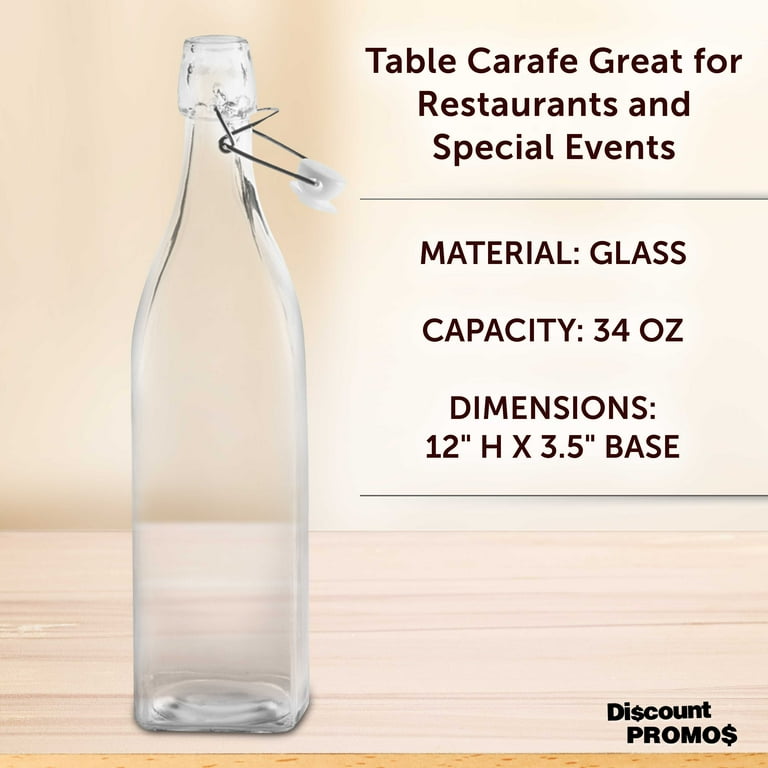 Square Glass Water Carafe Bottles with Wire Lids 14 oz. Set of 10, Bulk  Pack - Perfect for Juices, Smoothies, Milk, Condiments - Clear