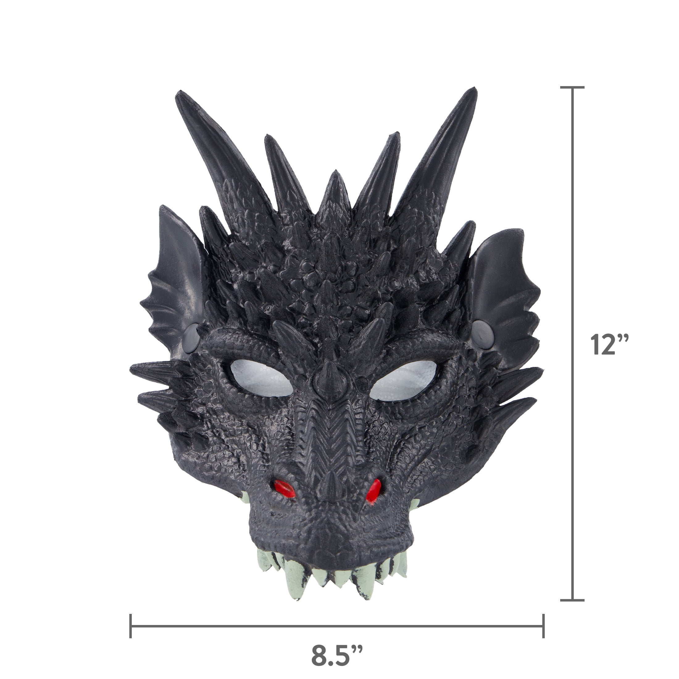 Dragon Mask Costume Accessory for Adults, Black, Halloween by Way To Celebrate