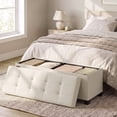 thumbnail image 2 of Ledrem Luxury Folding Storage Ottoman Bench with Footrest, Cream White, 43" Large, 2 of 6