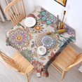 thumbnail image 2 of Colorful Mandala Pioneer Flower Pattern Square Tablecloth,Waterproof Square Table Cover,Wipeable Spillproof Washable Table Cover for Home Kitchen Party Decor 60"x60"(152x152cm), 2 of 6