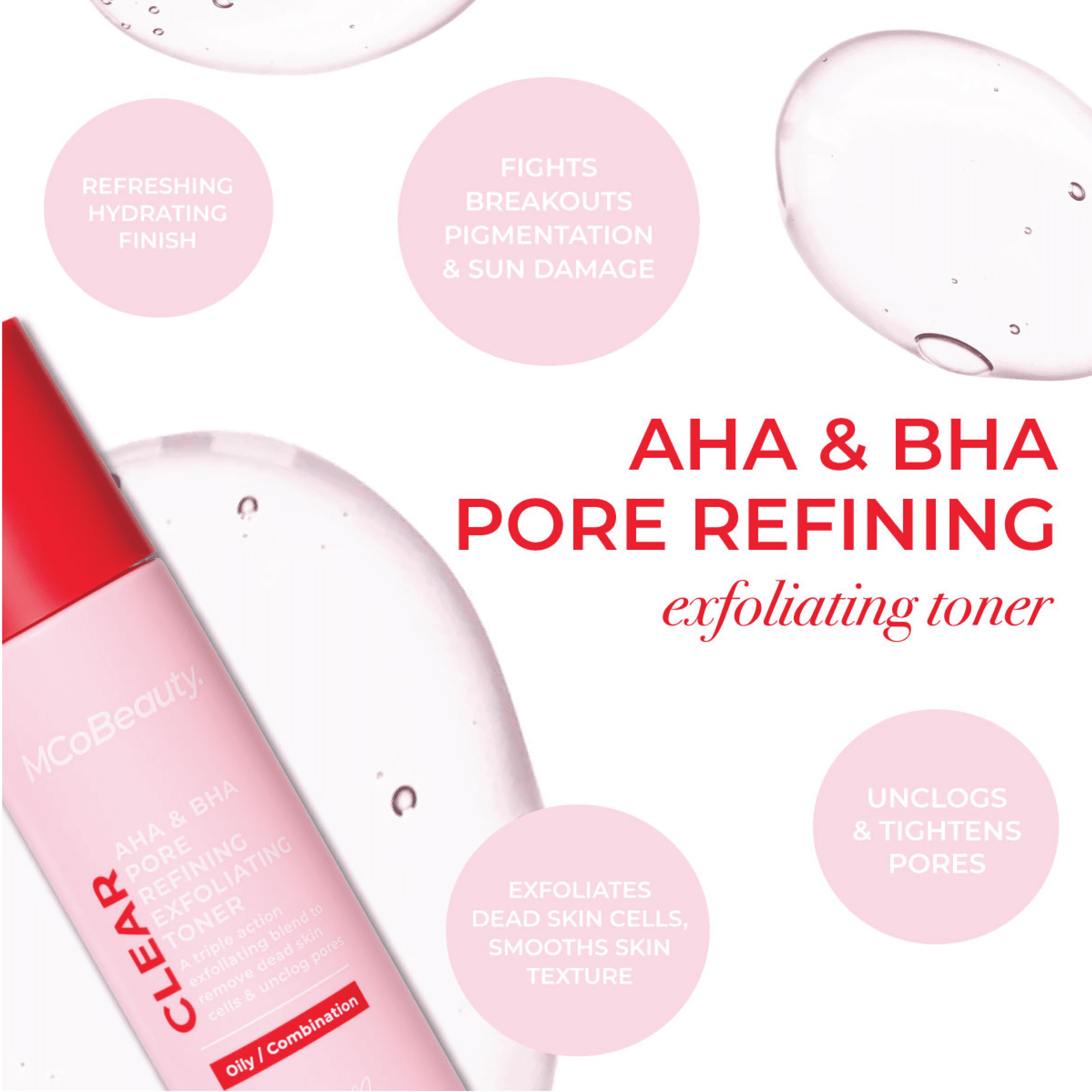 Mco Beauty Tonique exfoliant affinant les pores AHA et BHA