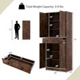 thumbnail image 3 of GOFLAME 72” Tall Pantry, Modern Farmhouse Cupboard Cabinet with 4 Barn Doors, Storage Drawer & 3 Adjustable Shelves, Versatile Storage with Anti-TIPP Kits for Living Room, Dining Room, Brown, 3 of 18