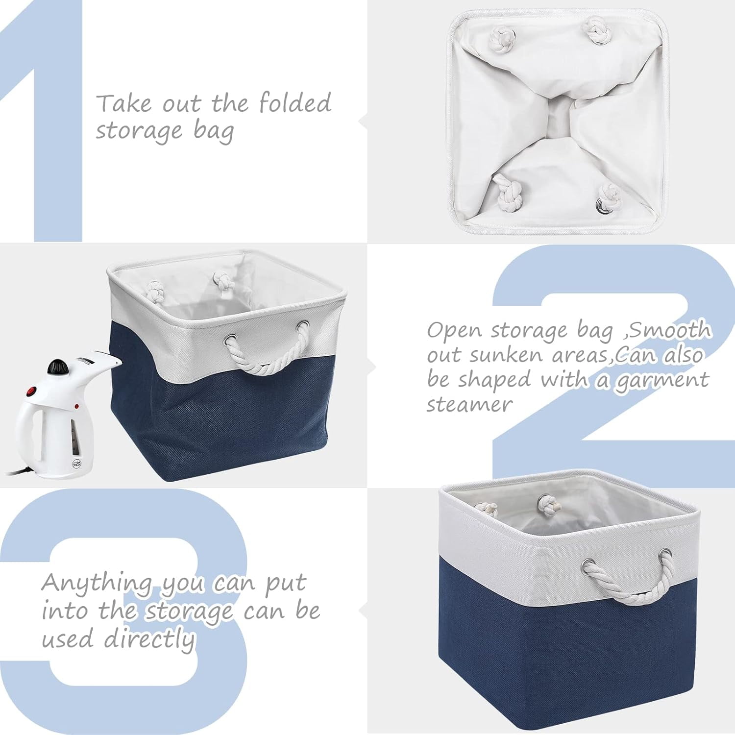 Hltsar Fabric Cubes Storage Basket  6 Pack 11x11 in with Handles Foldable Cube Storage Bins  for Shelves      Nursery Organizers