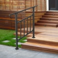 thumbnail image 6 of Outdoor Handrails 3-Step Stair Handrail with Safety Fences and Hook, Black 40x37in Stair Railing Durable Carbon Steel Railings for Homes, Gardens, Decks and Porches (Black, 40 x 37in), 6 of 9