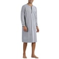 thumbnail image 4 of INSPIRE CHIC Men's Sleepshirts Striped Loose Fit V-Neck Sleepwear with Pocket XL Black, 4 of 6