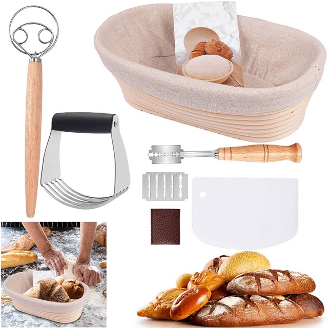 FLhrweasw Kit Cesta Prueba Profesional Juego Lavable para Panadería Casera (12 Piezas)