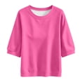 thumbnail image 7 of Otntypg Fall 3/4 Sleeve Crewneck Sweatshirts for Women Trendy Basic Solid Color Athletic Workout Tees Shirt Loose Oversized Casual Pullover Tops, 7 of 7