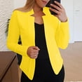 thumbnail image 5 of Blazers for Women Business Casual Cropped Blazer Jackets Dressy Open Front Cardigans Long Sleeve Notch Outerwear, Yellow (XX-Large), 5 of 7