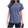 thumbnail image 3 of Mifsaly Ribbed Knit Tops for Women Loose Cap Sleeve Crew Neck Summer Top Versatile Solid Textured Pullover Blouse Daily Wear Office Work Fashionable Lightweight Tee XXL, 3 of 3