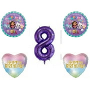 Gabby's Dollhouse 8th Eighth Birthday Party Balloons Decorations Cats Purple