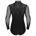 thumbnail image 2 of Kaerm Men's Mesh Patchwork Shiny Latin Dance Shirts Bodysuit Ballroom Tango Rumba Dancewear Black L, 2 of 5