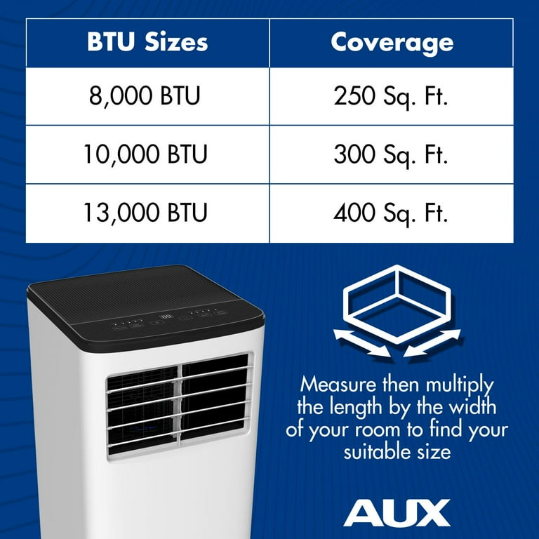 AuxAC 5,500 BTU (8,000 ASHRAE) Portable Air Conditioner, Up to 200