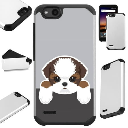 For ZTE ZFive G LTE / ZFive C / Avid 4 / Fanfare 3 / Blade Vantage / Tempo X / Tempo Go Case Hybrid TPU Fusion Phone Cover (Cute Doge Shih (Best Blade Size For Grooming Shih Tzu)