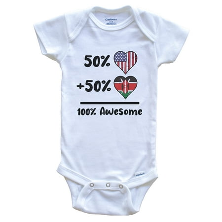 

50% American 50% Kenyan 100% Awesome Kenya Heart Flag Baby Bodysuit