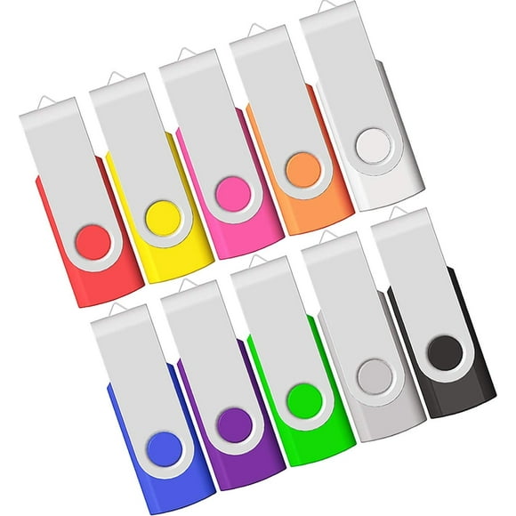 LAICAIW 2GB USB Flash Drive 10 Pack 2 GB USB Drives Memory Stick Swivel 2G Thumb Drives Gig Stick USB2.0 Pen Drive for Date Storage, 2 Gig UBS Flash Drive, Zip Drive, Jump Drive, USB Stick, Mixed Co