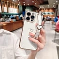 thumbnail image 6 of Compatible with iPhone 14 Pro Case for Women Girls,Soft TPU Cute Love Heart Plating Electroplate Wristband Bumper Holder Bling Case Slim Anti-Scratch Shockproof Luxury Case(Elegant White), 6 of 13