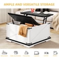thumbnail image 2 of Table Basse Carrée avec Plateau Relevable et Rangement, Table Centrale en Bois pour Salon, Blanc et Noir, 2 of 6