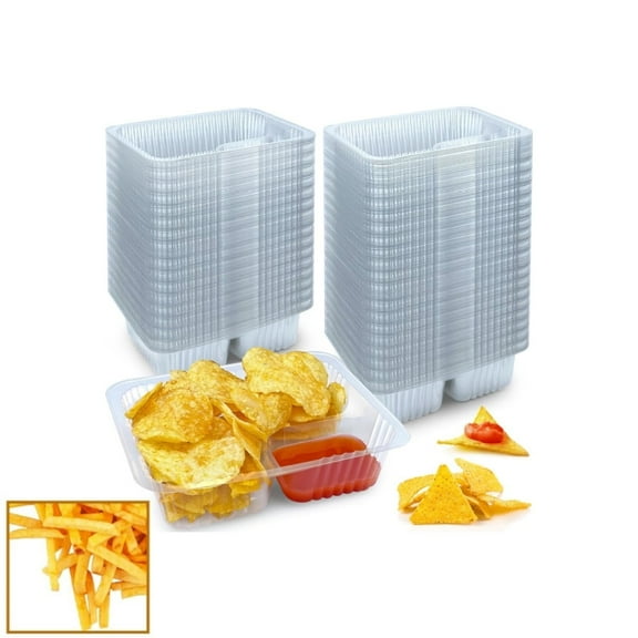 2 Compartment Nacho Trays,Portable Snack Containers for Nacho,Yahome Disposable Snack Holder Supplies for Party,Festival,Carnival,50pcs