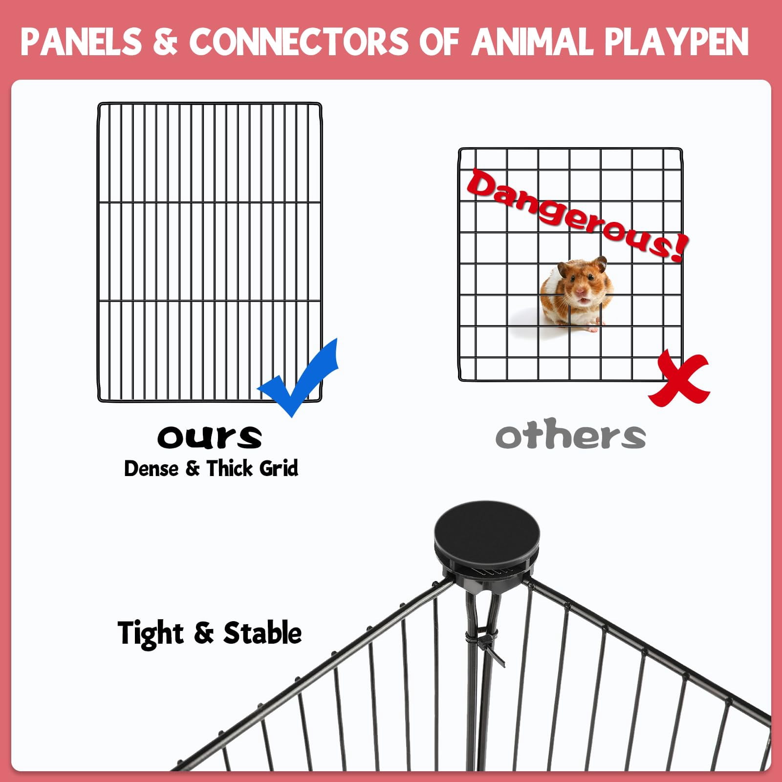 Panels Small Animal Playpen, Pet Playpen with Waterproof Mat, Cage for Guinea Pigs, Puppy Play Pen, Bunny Playpen, Indoor Outdoor Portable Metal Wire Yard Fence