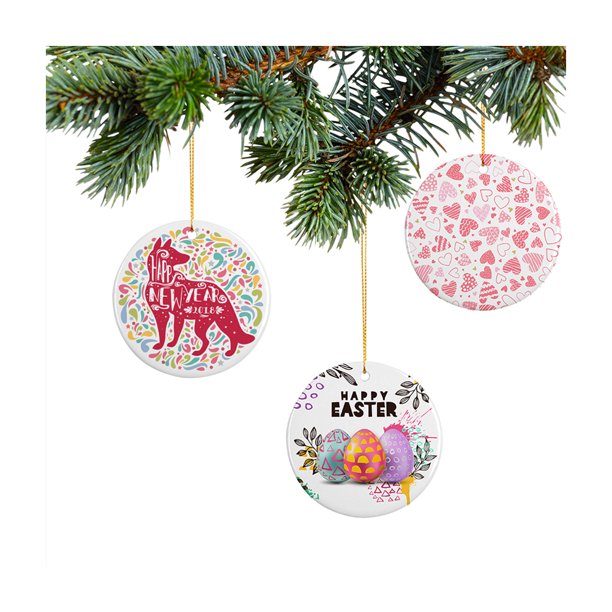 PYD Life gran oferta RTS 100 Uds adornos de cerámica redondos blancos sublimación en blanco adornos de cerámica personalizados de Navidad