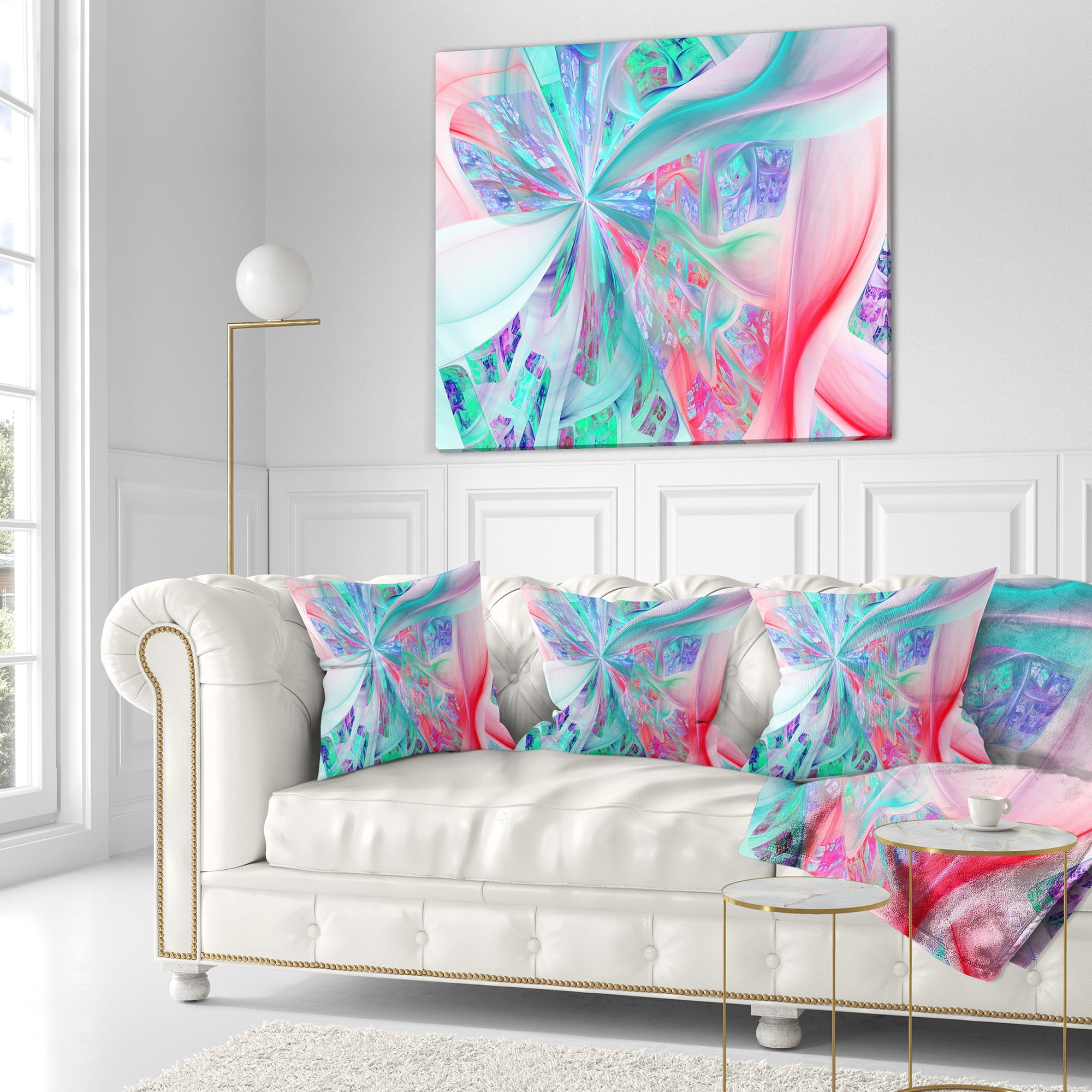 Designart Multi Color Fractal Exotic Plant Stems - Abstract Throw Pillow - 18x18