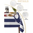 thumbnail image 2 of Anchor Red Table Cloth, Modern Navy Blue White Striped Nautical Waterproof Tablecloth for Square Tables, Reusable Washable Fabric Table Cover for Restaurant Kitchen Dining Tables 60"x60", 2 of 6