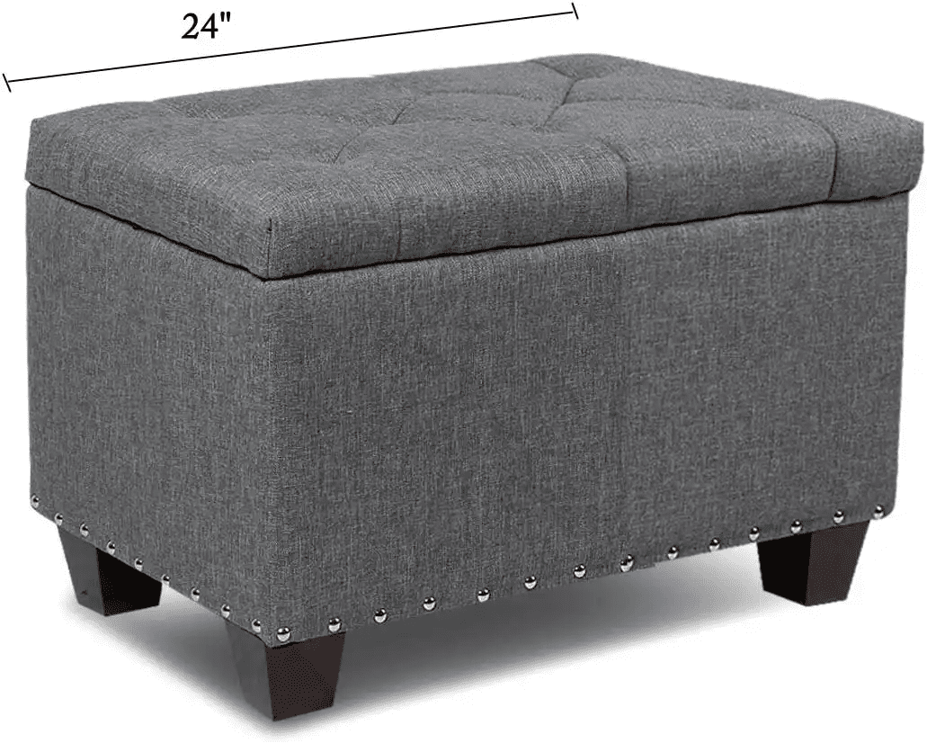 MoNiBloom Button Tufted Storage Ottoman, Microfiber Upholstery