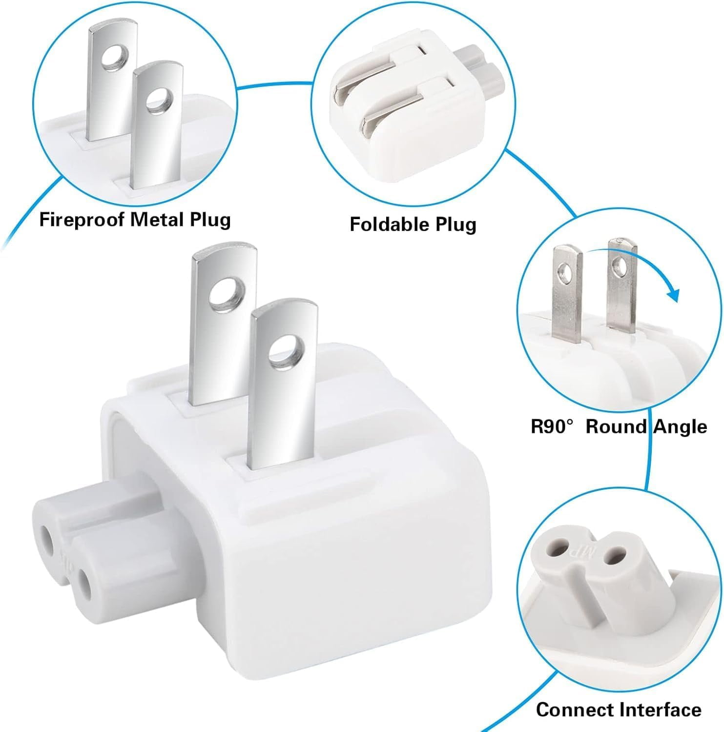 Mac Wall Adapter Plug Duckhead US Charger Cord Standard Duck Head for MacBook, iBook, iPhone, iPod Power Adapter Brick (2 PCs)