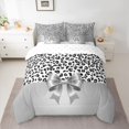 thumbnail image 2 of Homewish Cute Grey Ribbon Bowtie 7-Piece Bedding Comforter Set For Female Girls Adults,Leopard Print King Bedding Sets,Animal Cheetah Print Ultra Soft Bed Sheets,Breathable Home Decor,Reversible, 2 of 8
